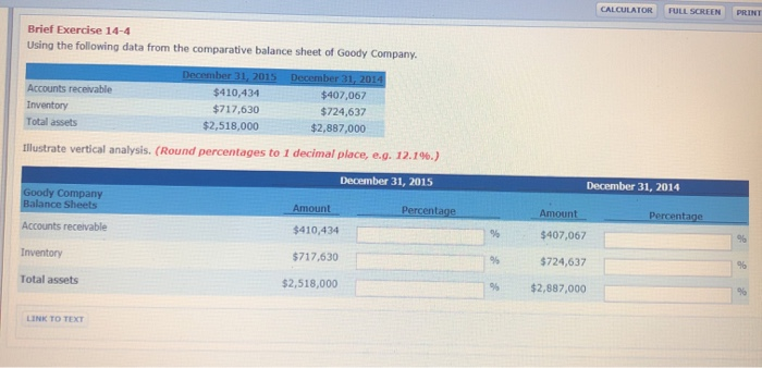  CALCULATOR FULL SCREEN PRO Brief Exercise 14-4 Using the following data