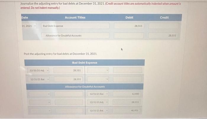 31. 2021. At December 31, 2021, the unadjuited balane int Allowamce for