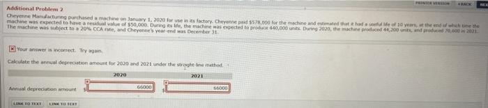 Additional Problem 2 Cheyenne Manufacturing purchased a machine on January 1,