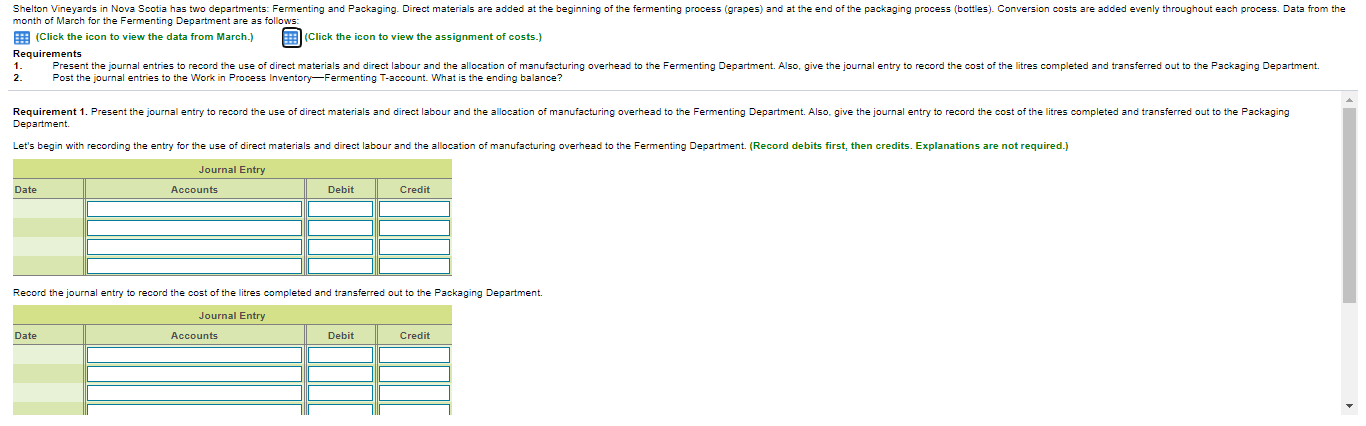 Fermenting and Packaging. Direct materials are added at the beginning of the