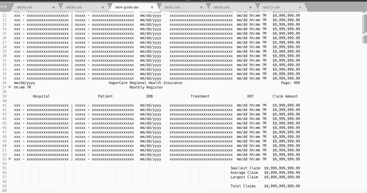 statement).The record format for the input file is that of the Patient