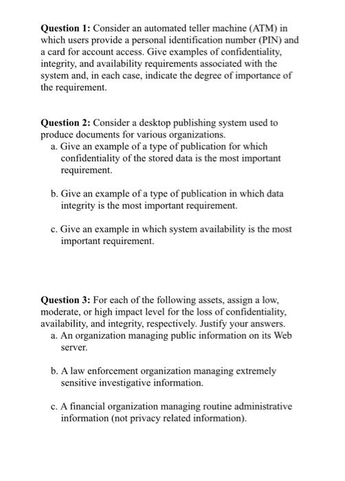  solve this question the subject is computer security Question 1: Consider