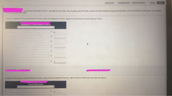  CALCULATOR BACK NEXT STANDARD VIEW PRINTER VESION reported the following for