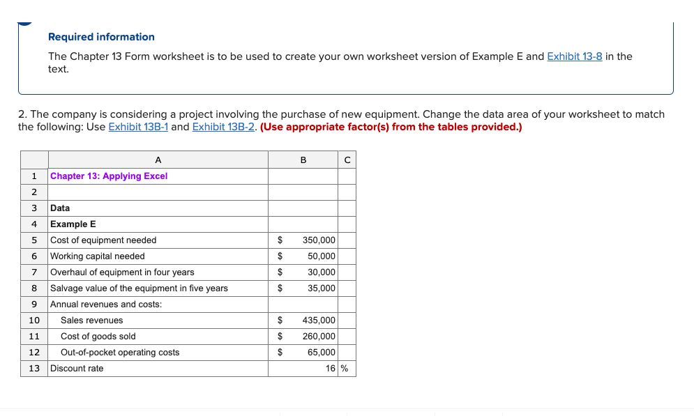  Required information The Chapter 13 Form worksheet is to be used