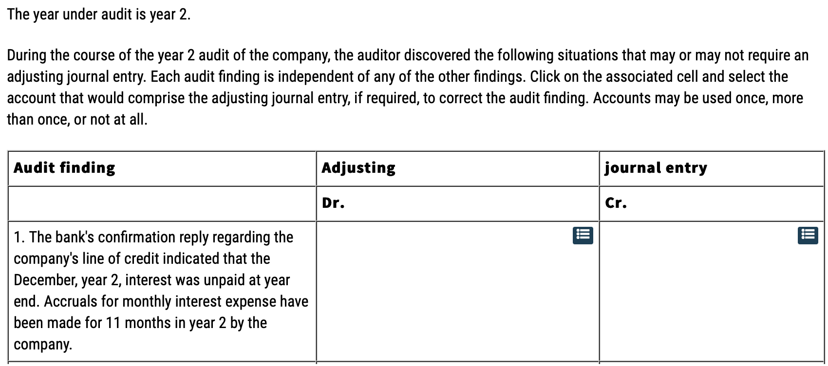  The year under audit is year 2 . During the course