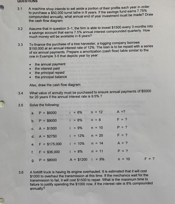  3.1 3.2 3.3 A machine shop intends to set aside a