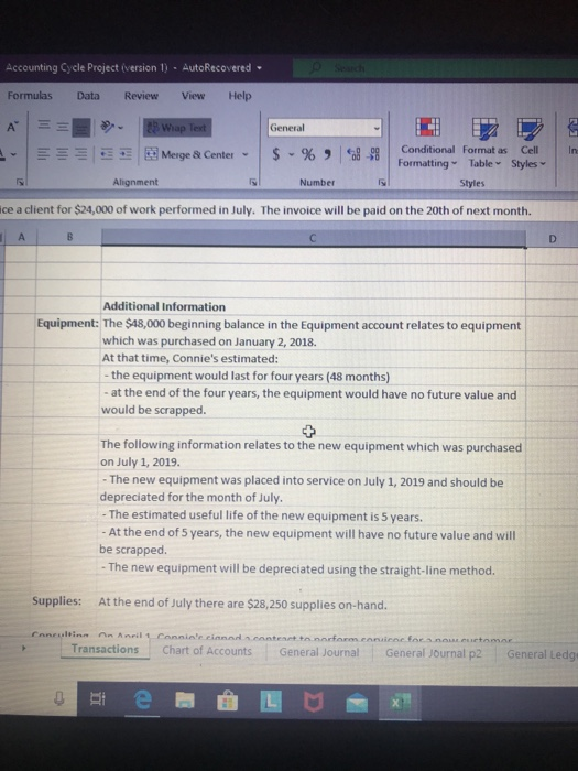 client for $24,000 of work performed in July. The invoice will be