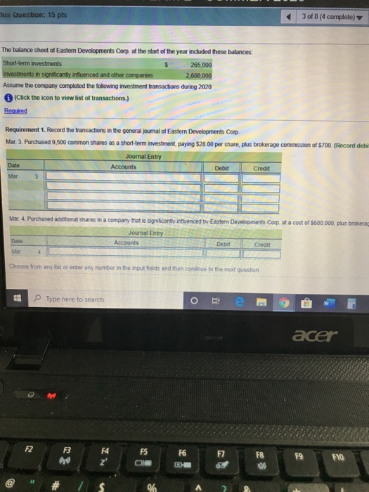 the year included these balances: Short-term investments $ 265,000 Investments in significantly