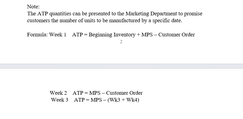 Order) Highest number Weeks 2-6 = Previous Week Inventory + MPS -