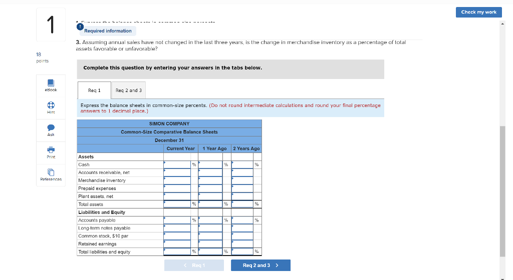 my work 1 18 points Required information Use the following information for