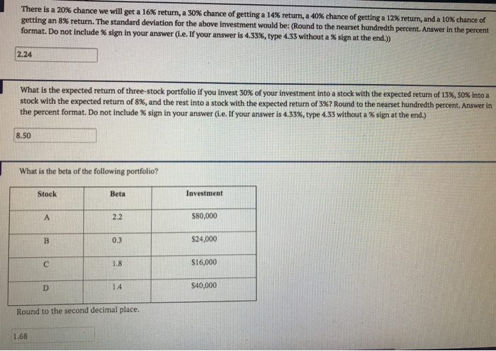  There is a 20% chance we will get a 16% return,