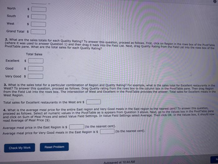 Tables Questions 1. What are the sales totals for each region? To