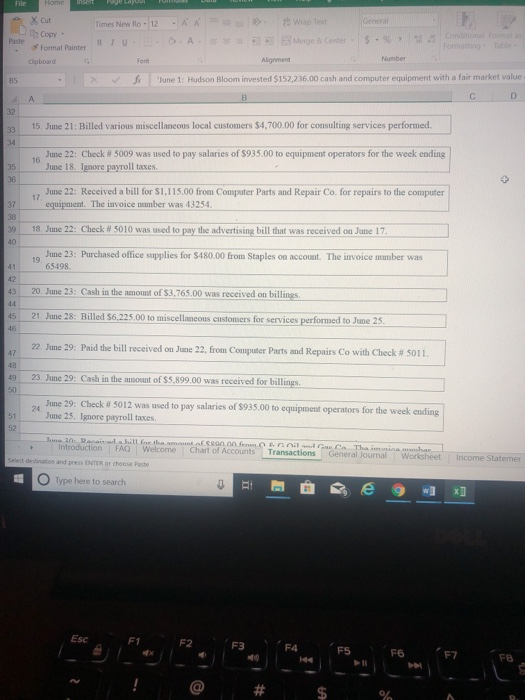 , Format Painter Font Al Number Number Name Normal Balance 1110 Cash