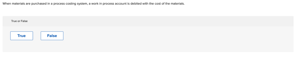 When materials are purchased in a process costing system, a work