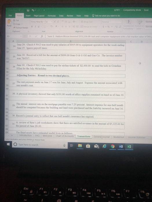 1120 Accounts Receivable 1130 Prepaid Insurance 1140 Prepaid Rent 6 1150 Office