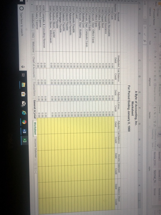 Credit Debit 1211 Office Equp 1311 Computer Equip 411 Building 21412 Accum