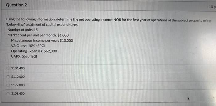 Misc. Income per Year $7,000 Number of apartments Market rent (per month)