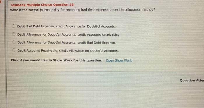  Testbank Multiple Choice Question 53 What is the normal journal entry