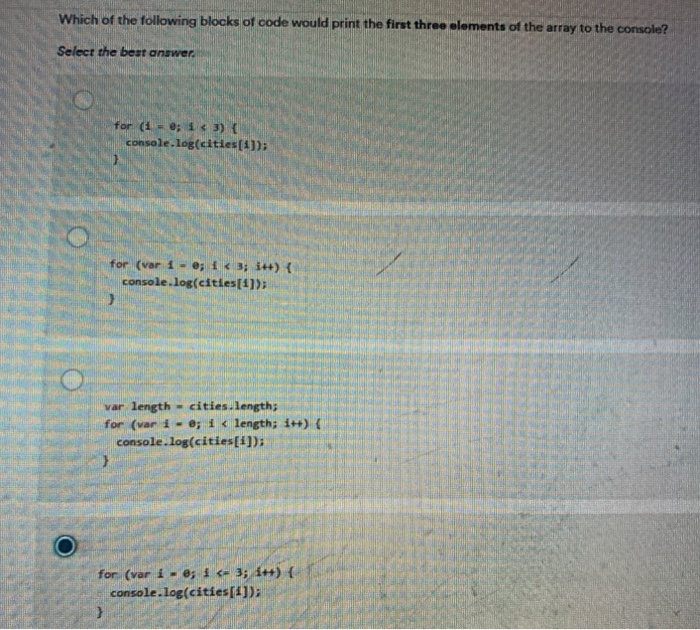 the following blocks of code would create a new array with order