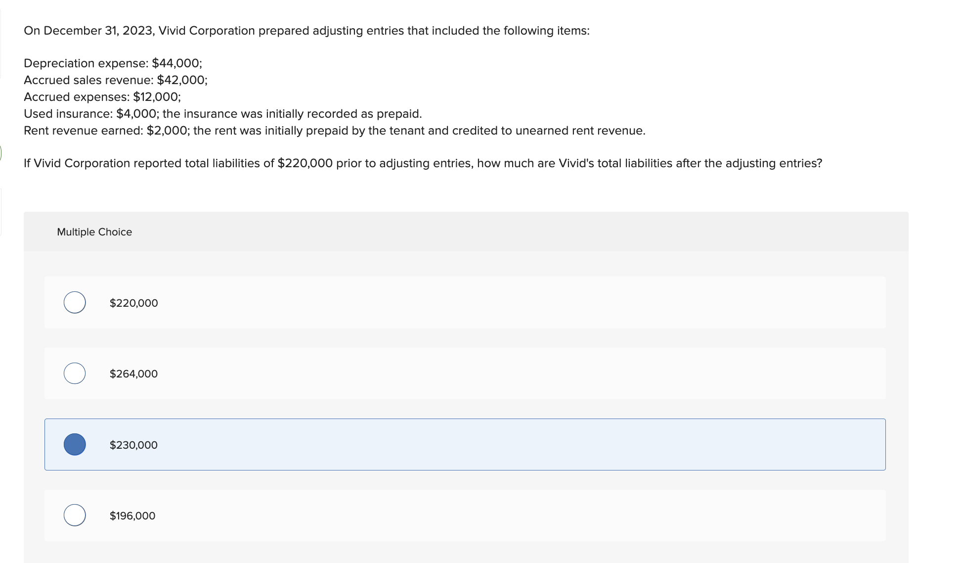  On December 31,2023, Vivid Corporation prepared adjusting entries that included the