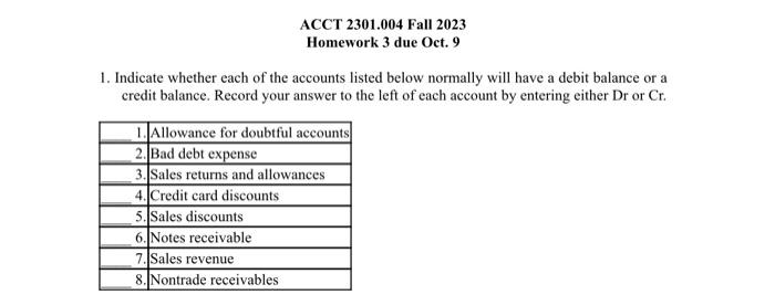 Figure out how to solve #1 1. Indicate whether each of the
