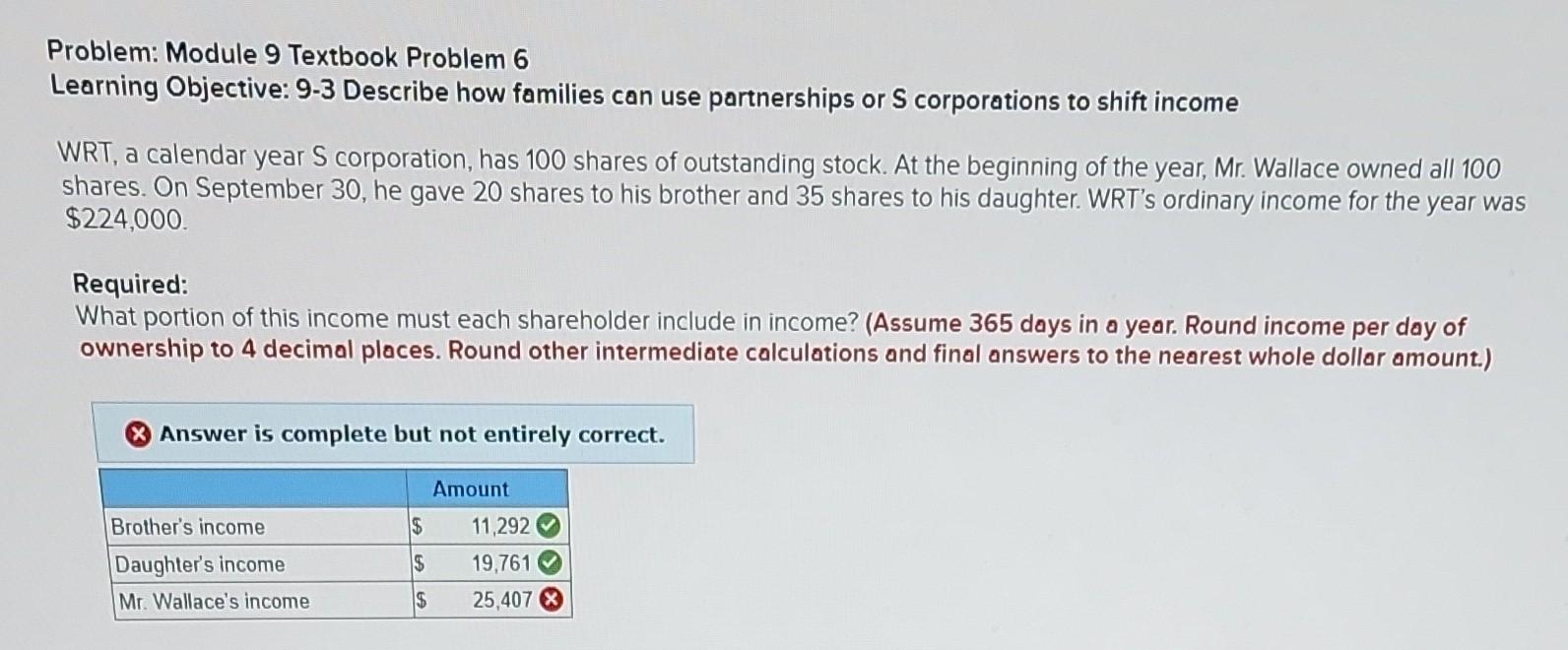 Problem: Module 9 Textbook Problem 6 Learning Objective: 9-3 Describe how