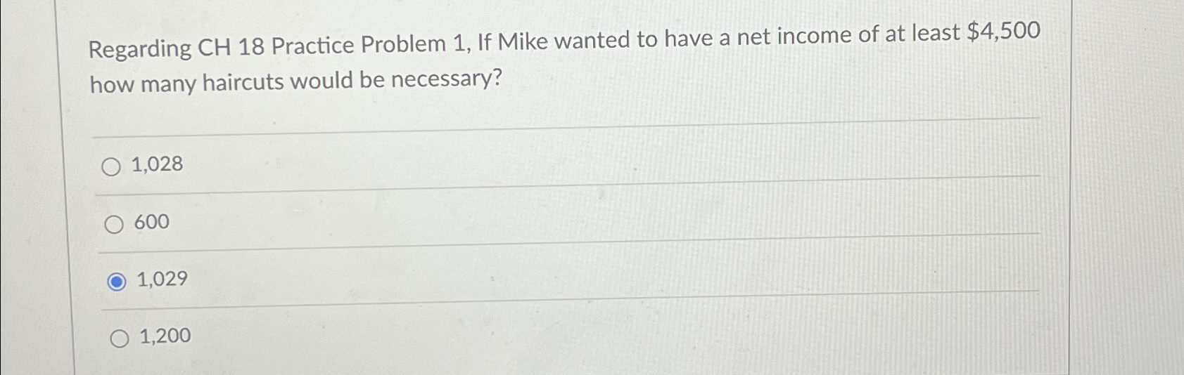  Regarding CH 18 Practice Problem 1, If Mike wanted to have