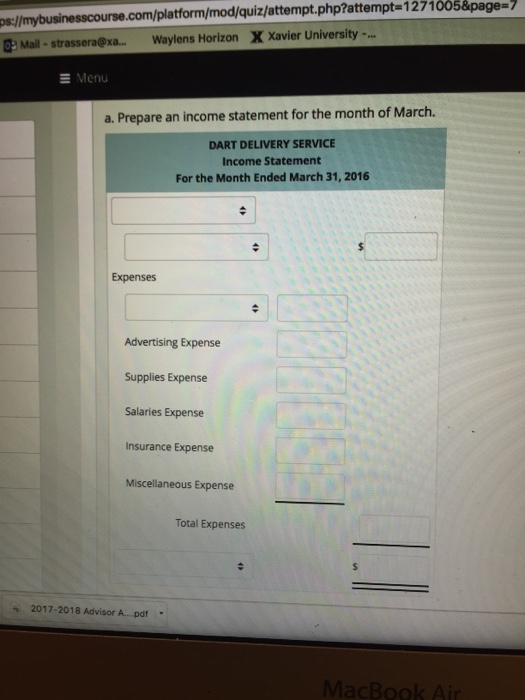 xtT. Top Hat pla ttempt.php?attempt-12710058page-7 nybusine ail - strassera@xa... Waylens Horizon X