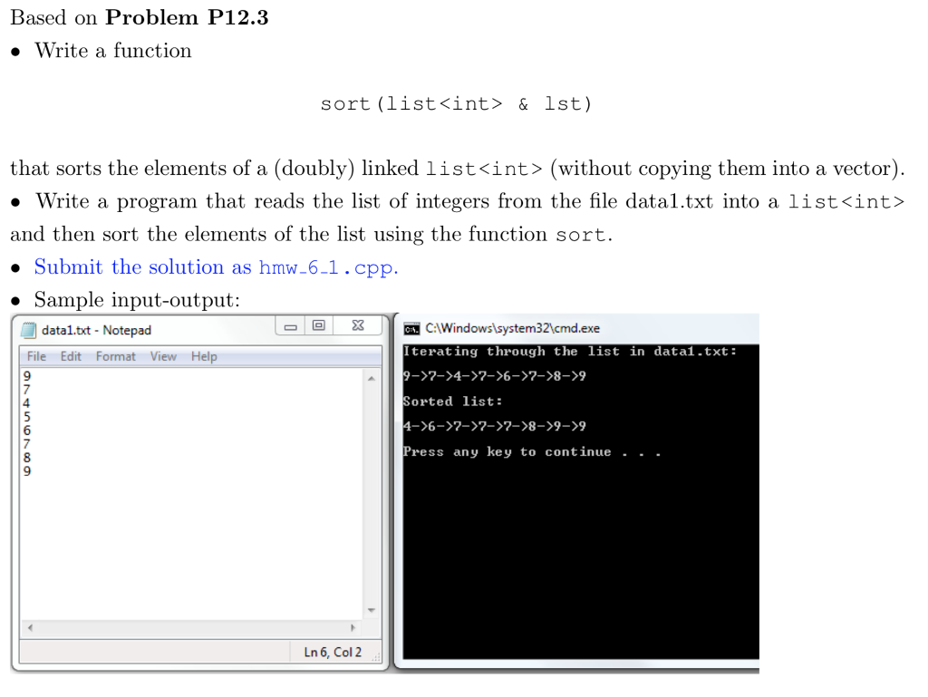  Based on Problem P12.3 Write a function sort (list & lst)