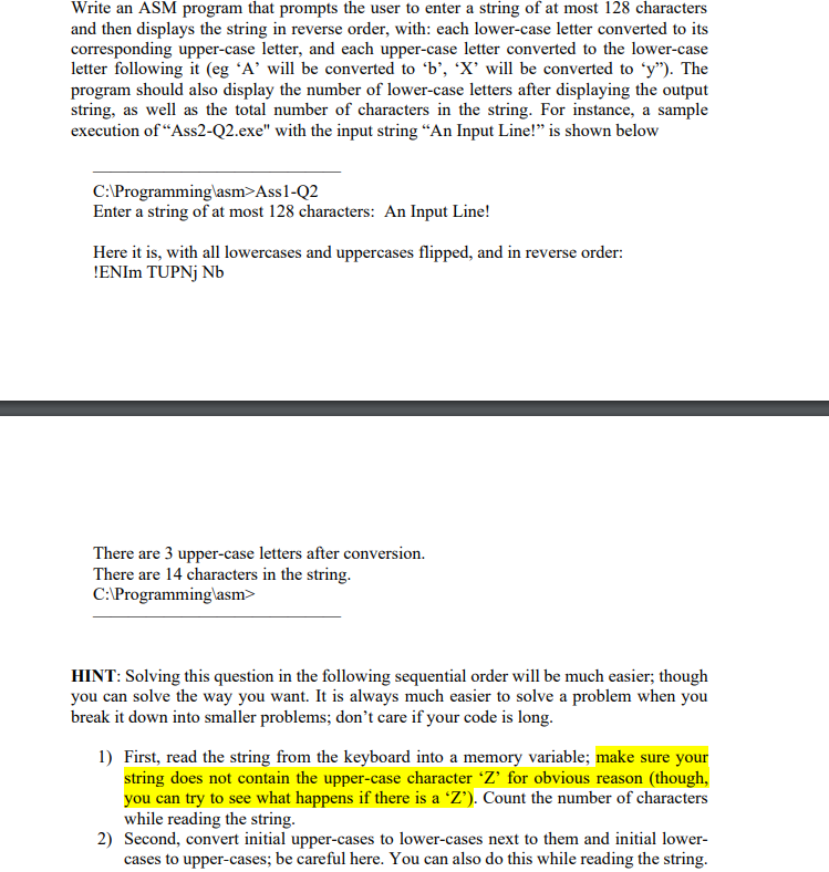  Write an ASM program that prompts the user to enter a