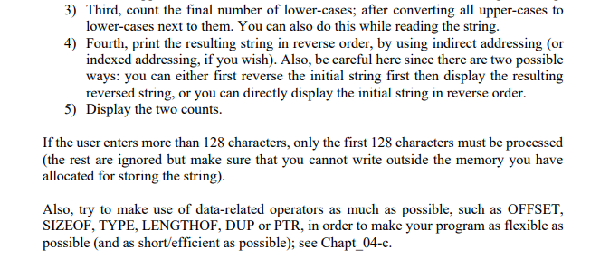 string of at most 128 characters and then displays the string in