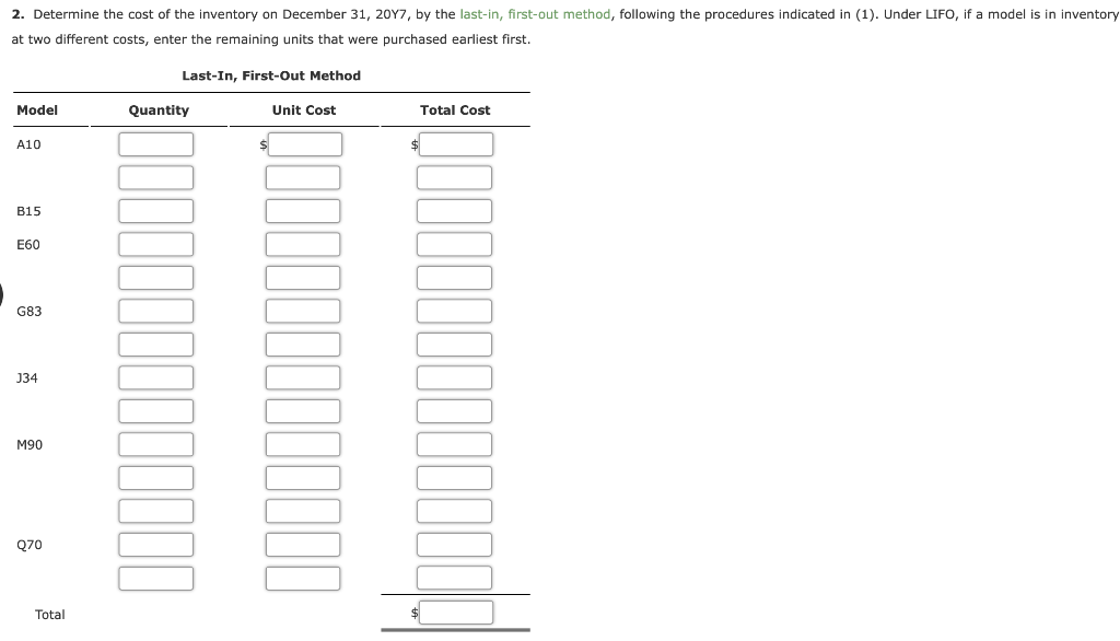 inventory count on December 31, 20Y7, of Amsterdam Appliances are summarized as