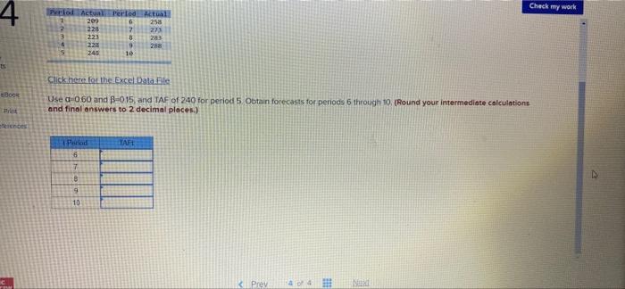 room manager has concluded that a trend-adjusted exponential smoothing model is appropriate