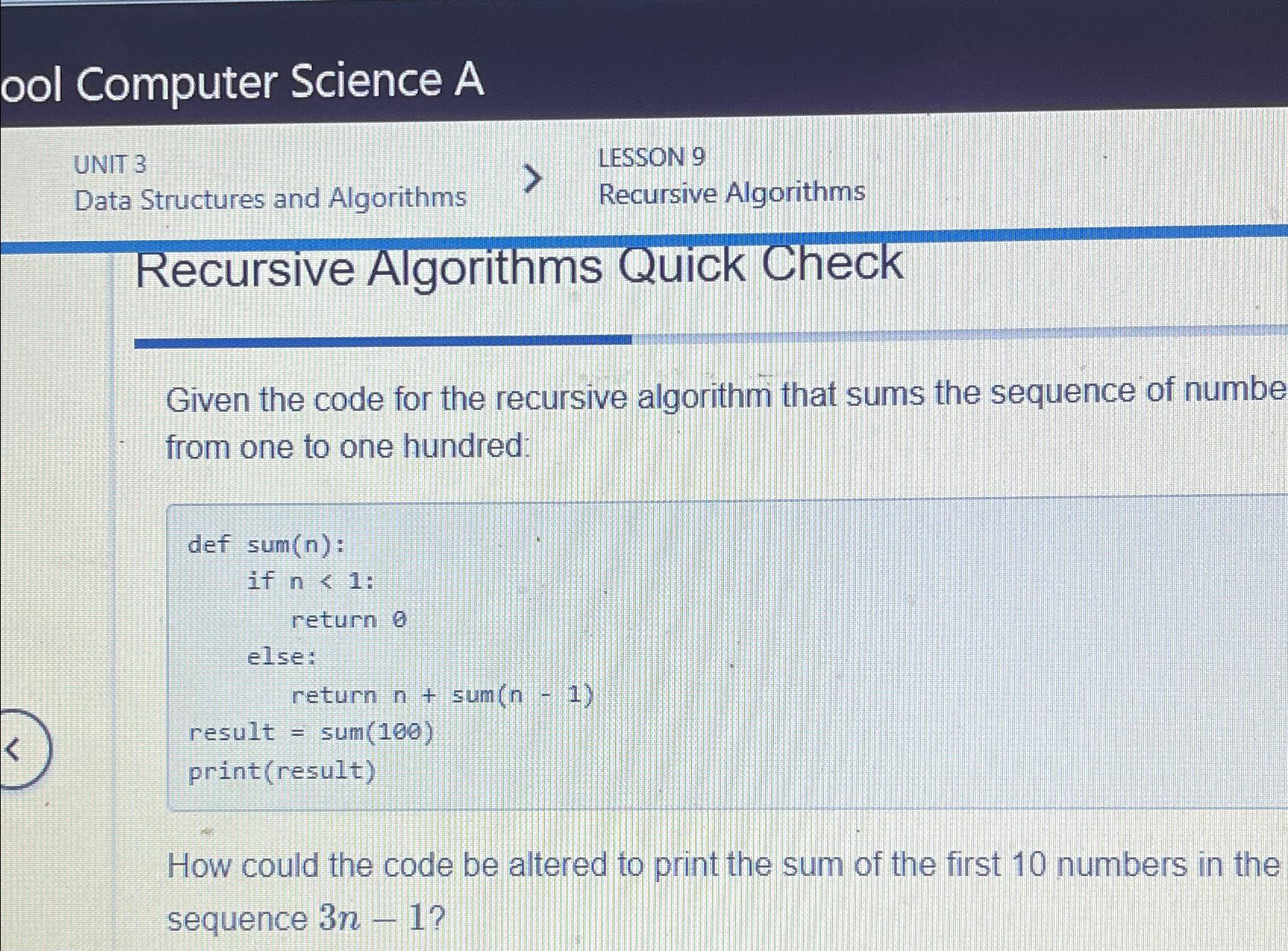  ool Computer Science A UNIT 3 LESSON 9 Data Structures and