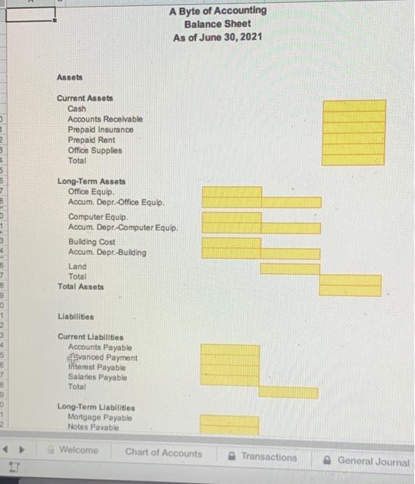 Name 1110 Cash 1120 Accounts Receivable 1130 Prepaid Insurance 1 1140 Prepaid