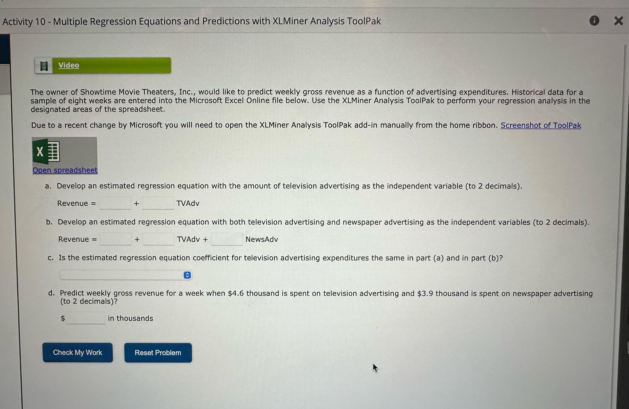  E1 Delete this text then place your Simple Regression output in