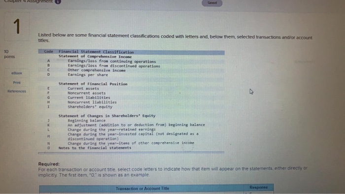  Cid 4 Assignment 1 saved Listed below are some financial statement