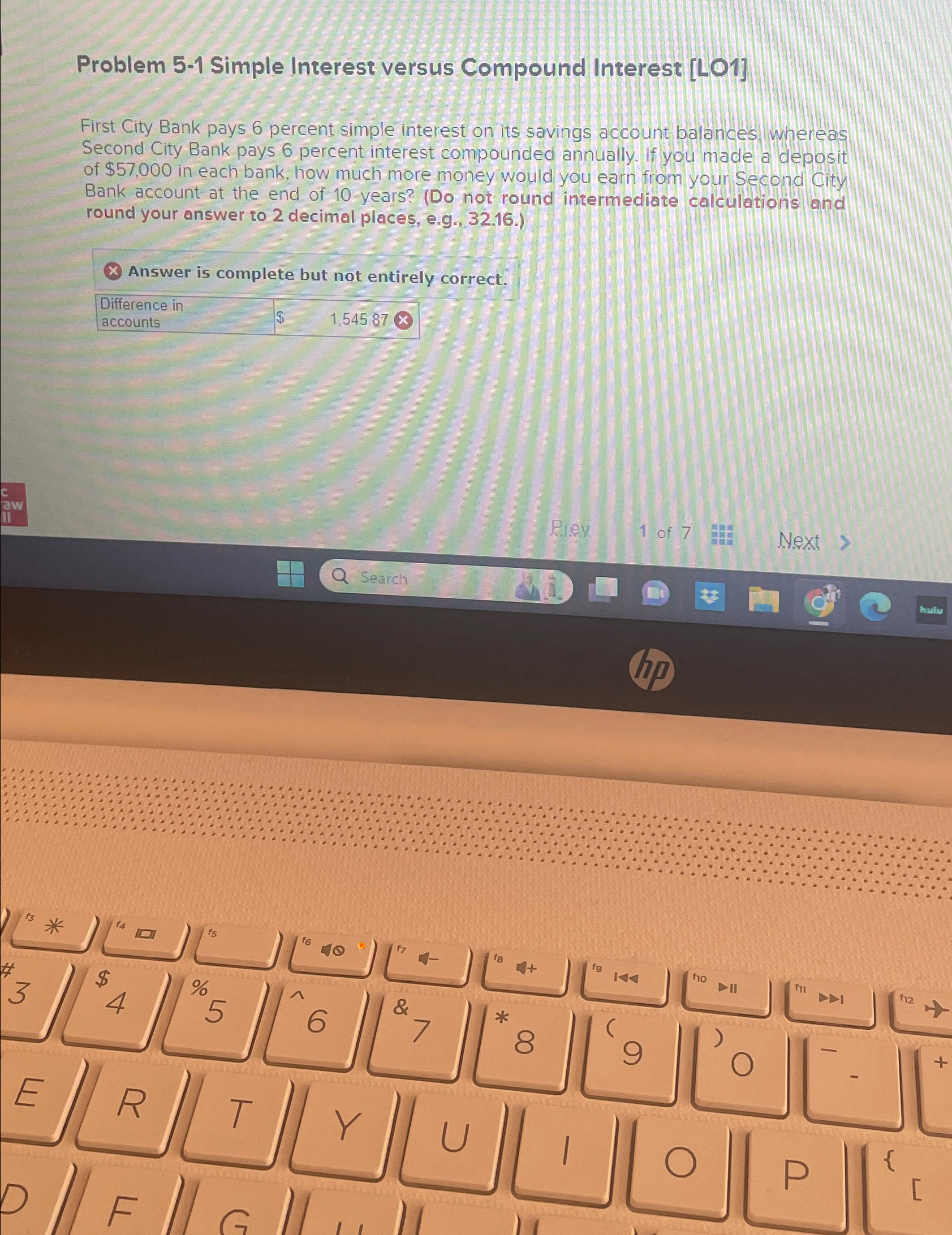  Problem 5-1 Simple Interest versus Compound Interest [LO1] First City Bank