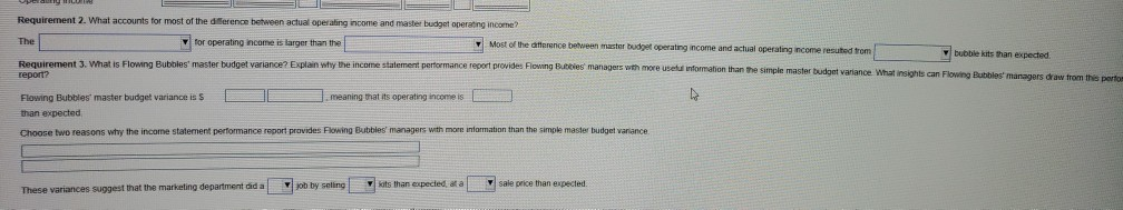 requirements Requirement 1. Prepare the income statement performance report. NoteThe master budget