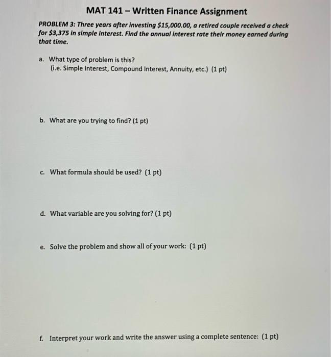 Please Help! This is one problem btw - MAT 141 - Written