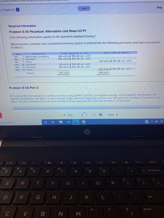  Chapter 6 6 Sarved Help Required information Problem 6-1A Perpetual: Alternative