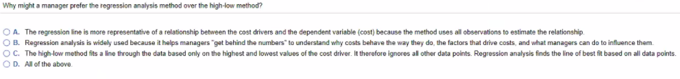 Why might a manager prefer the regression analysis method over the