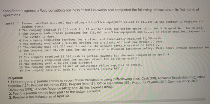  read carefully and please show work Karla Tanner opened a Web