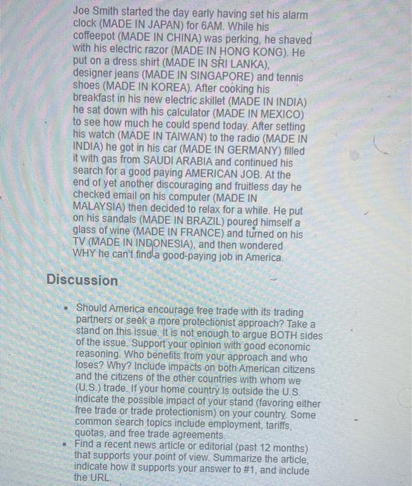 I need help with this discussion Joe Smith started the day early