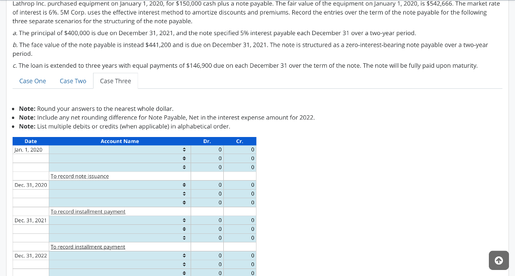 1, 2020, for $150,000 cash plus a note payable. The fair value