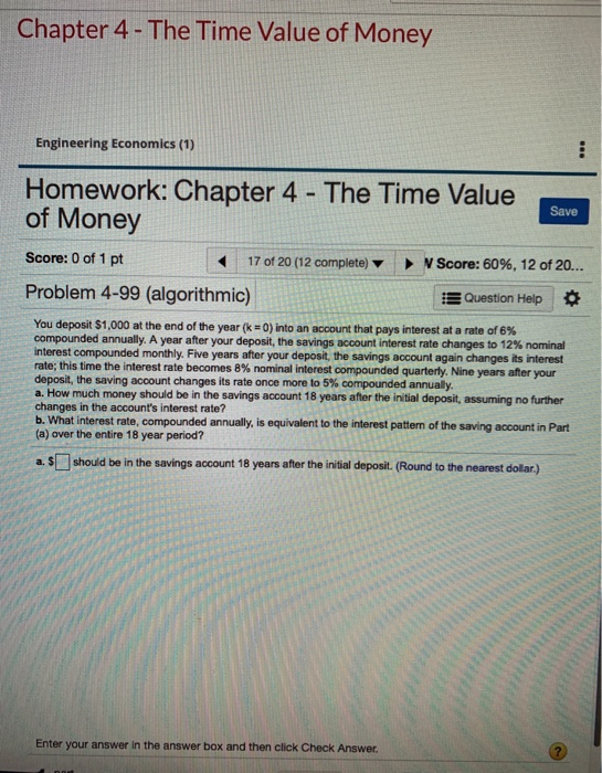  stuck on this engineering econ probelm Chapter 4 - The Time