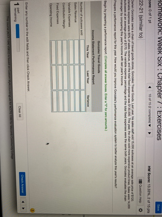  Homework: Week Six : Chapter 7: Exercises Save core: 0 of