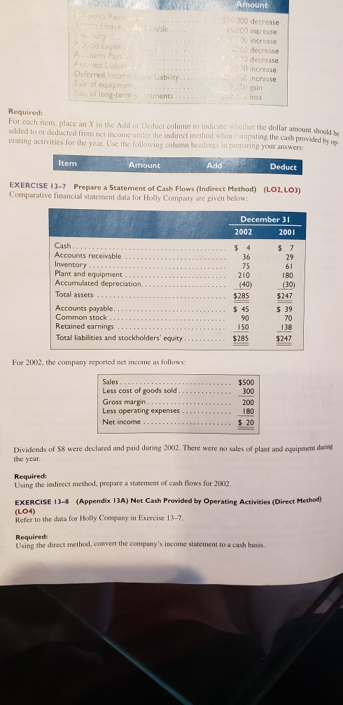 Exercise 13-8 (Appendix 13A) Net Cash Provided by Operating Activities (Direct Method)