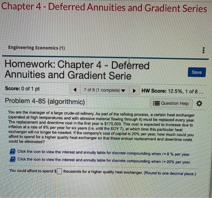  stuck on this engineering econ probelm Chapter 4 - Deferred Annuities