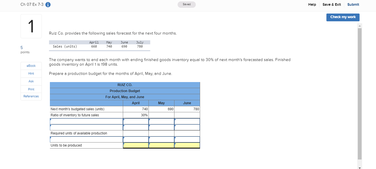  Submlt Ch 07 Ex 7-3 Saved Help Save & Exit Check